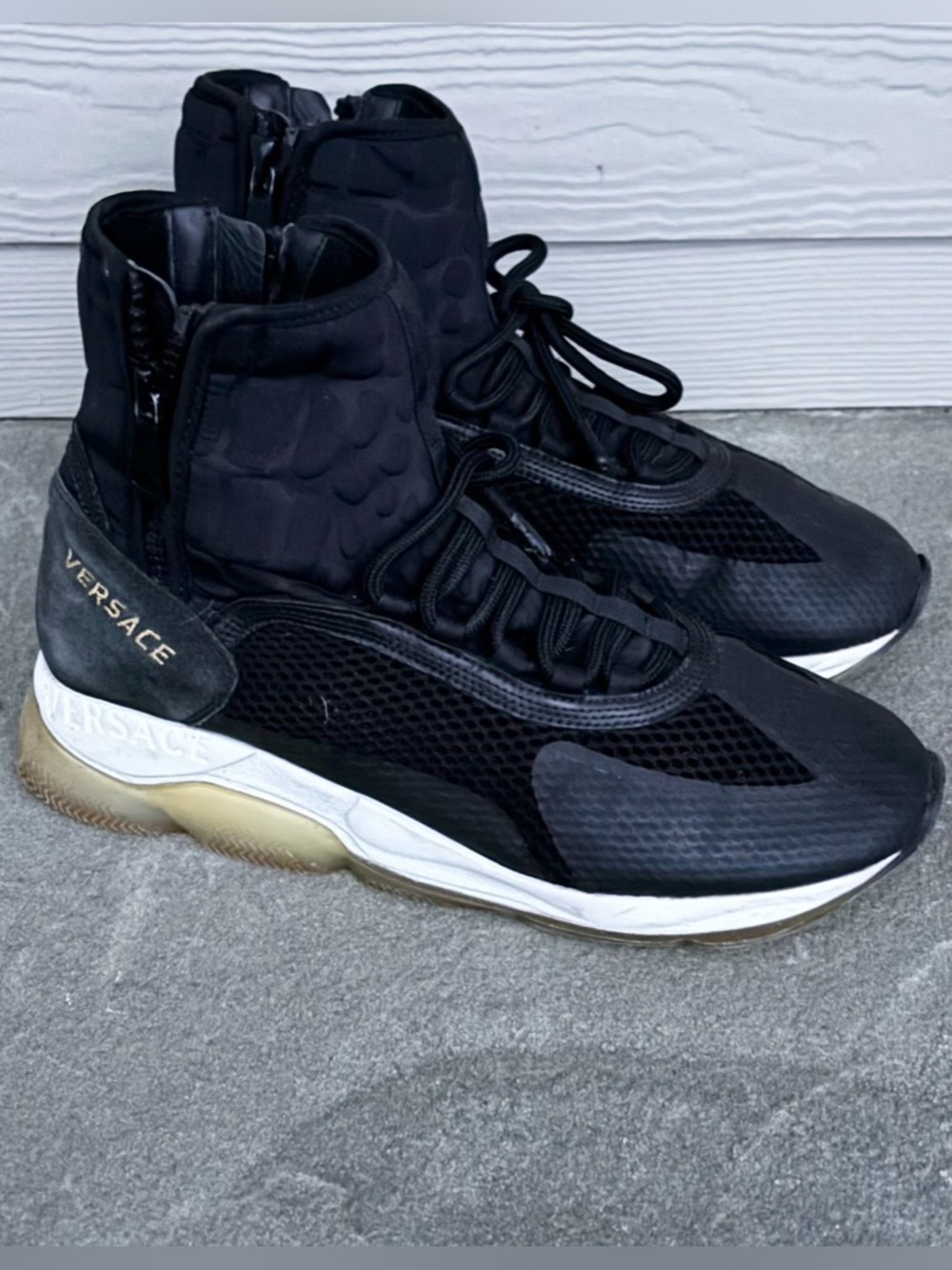 Versace Black Gold Chain Reaction High Tops